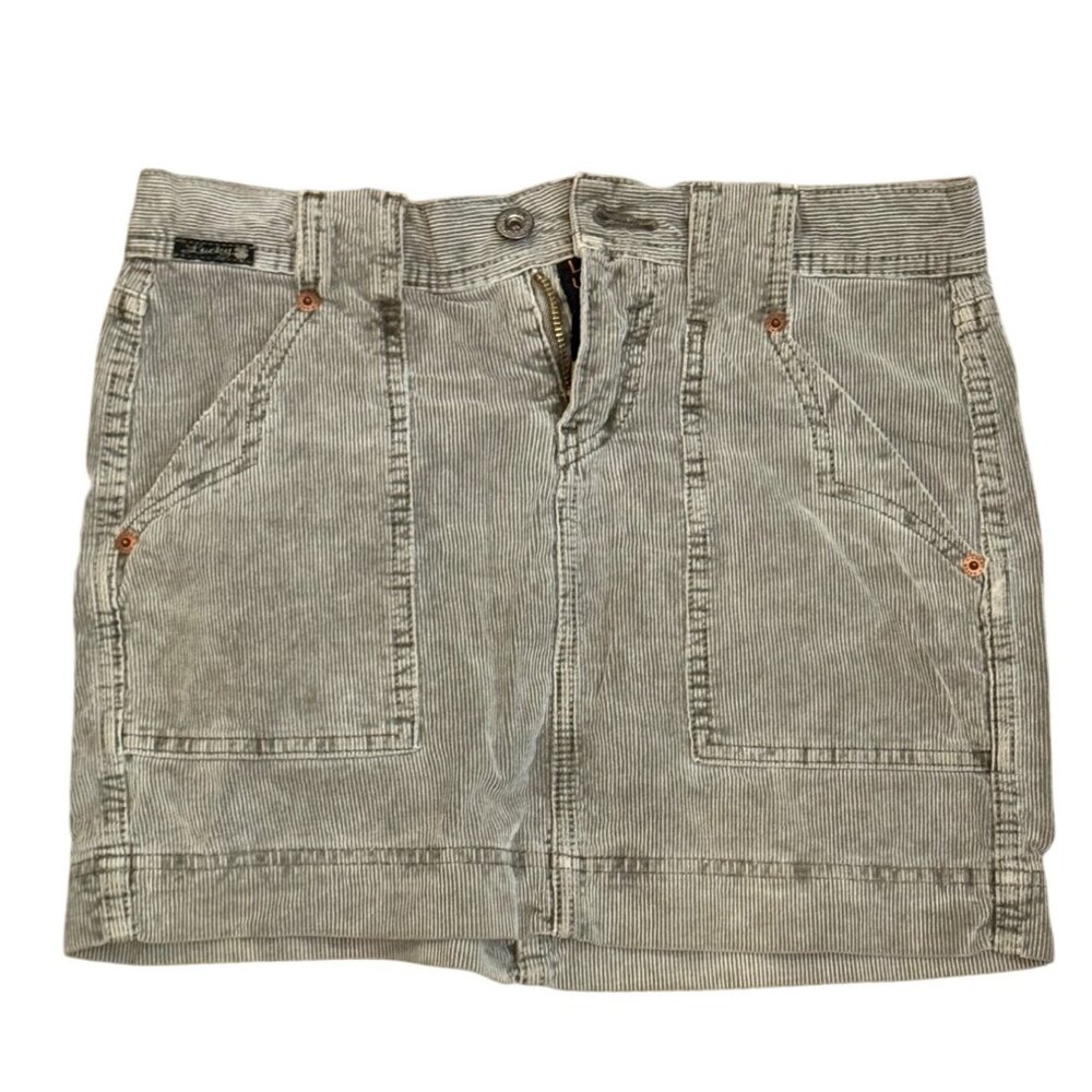 Vintage Y2K Lucky Brand Corduroy Women’s Skirt Size 0 Beige Striped Casual Ameri